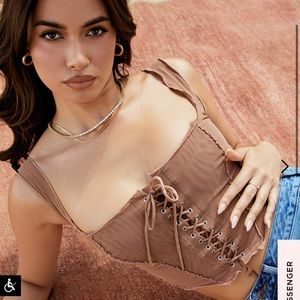 House of CB MAGNOLIA COCOA MESH LACE UP CORSET 🤎